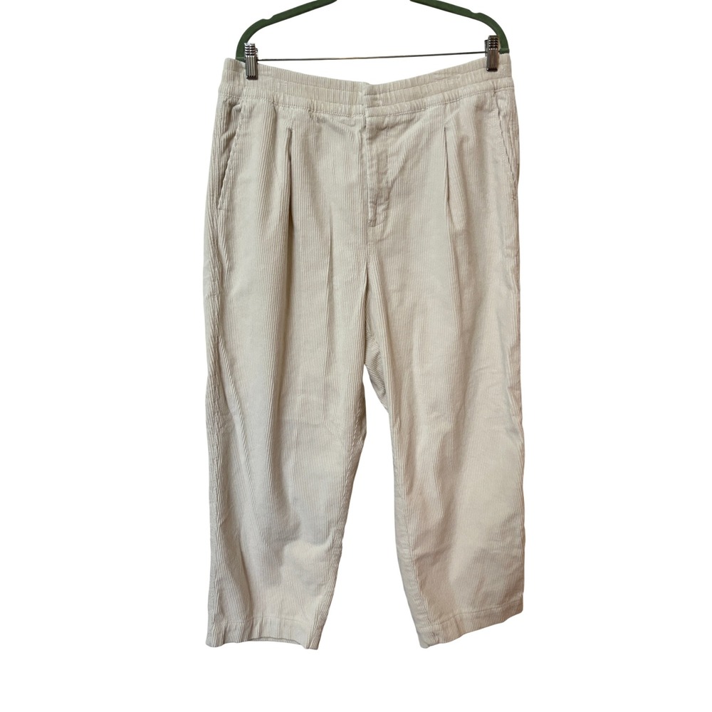 Gap Women XL Tall Birch Cream High Rise Corduroy Jogger Pleated Pants 759350-04